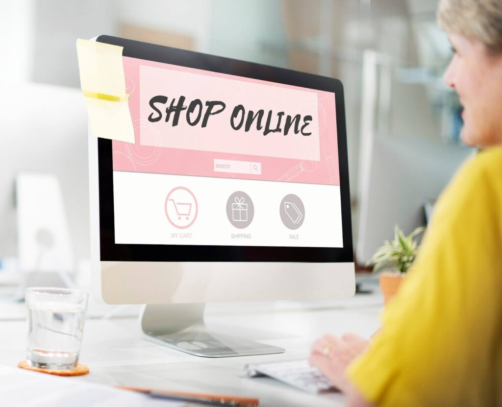 Image of a woman looking at a new Shopify theme