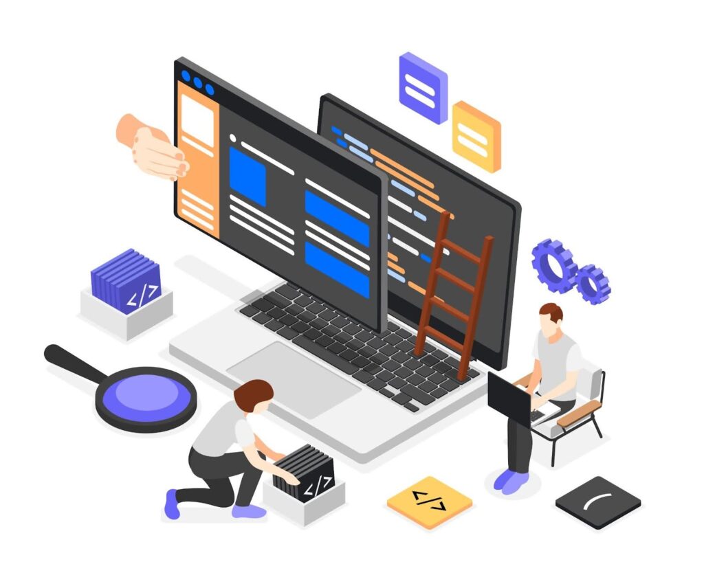 A man working on a laptop, focused on web app development and learning how to build a web app.