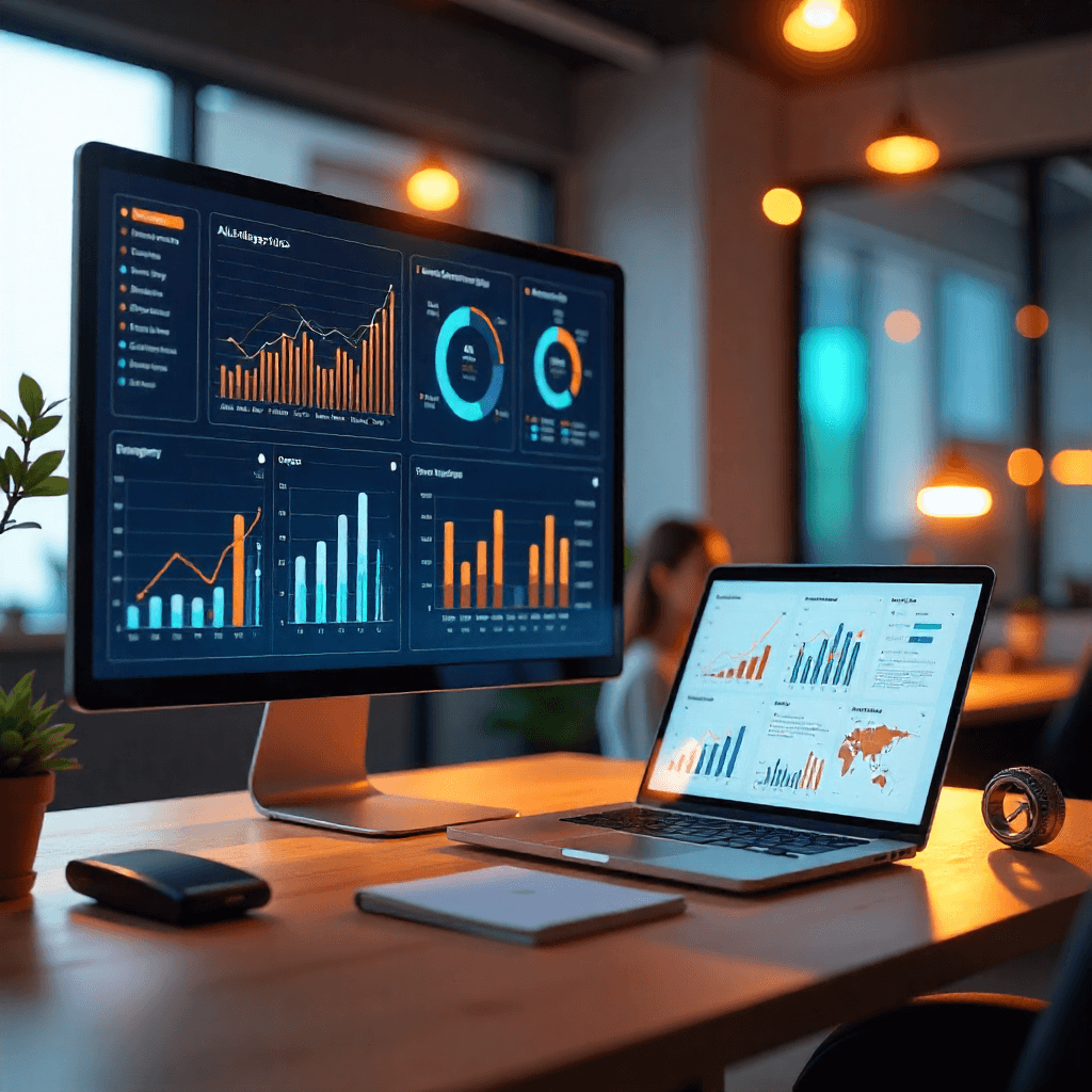 AI tools for ecommerce 2025 dashboard showing chatbots, product recommendations, and analytics.